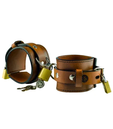 Menottes érotiques en cuir BDSM pour les mains Double Black