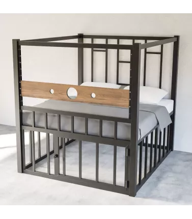 BDSM-seng med bur og håndjern
